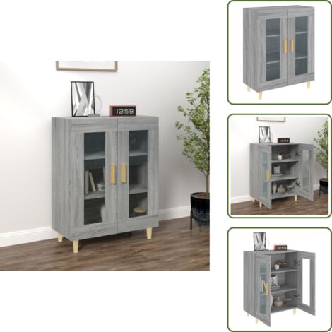 Credenza con ante in vetro - vidaXL Credenza Grigio Sonoma 69,5x34x90 cm in Legno Multistrato - Credenza con piano d'appoggio