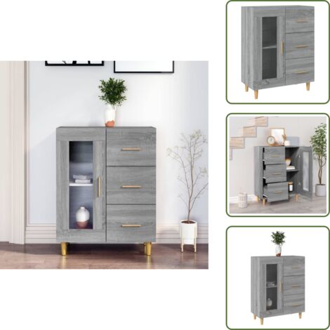 Credenza con ante in vetro - vidaXL Credenza Grigio Sonoma 69,5x34x90 cm in Legno Multistrato - Credenza decorativa