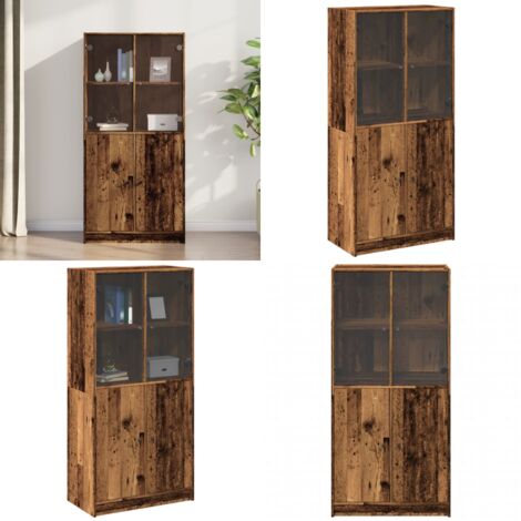 Credenza con Ante Legno Antico 68x37x142cm in Legno Multistrato - Armadio con ante - Credenza moderna