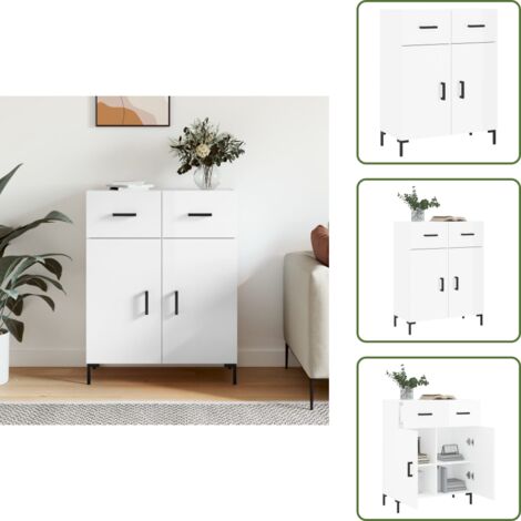 Credenza con ante - vidaXL Credenza 69,5x34x90 cm in Legno Multistrato Bianco Lucido - Credenza con piano decorativo