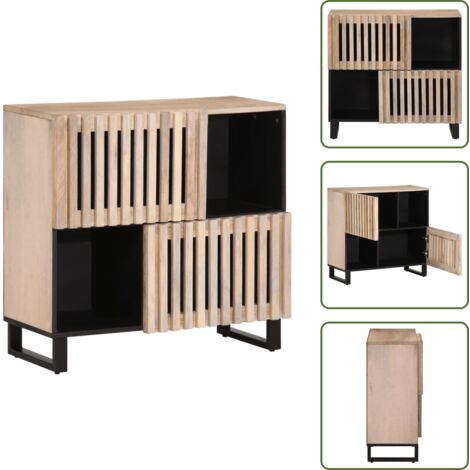 Credenza con ante - vidaXL Credenza 80x34x75 cm in Legno Massello di Mango - Credenza con scomparti