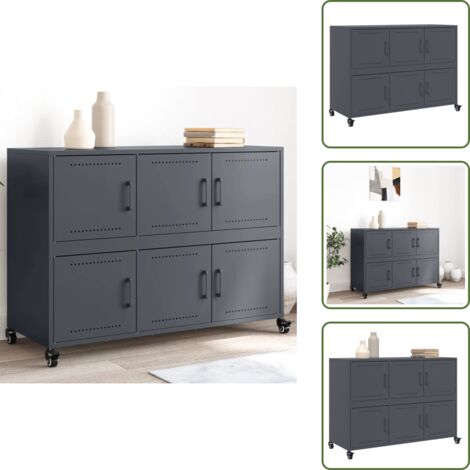 Credenza con ante - vidaXL Credenza Antracite 100,5x39x72 cm in Acciaio - Credenza con ruote