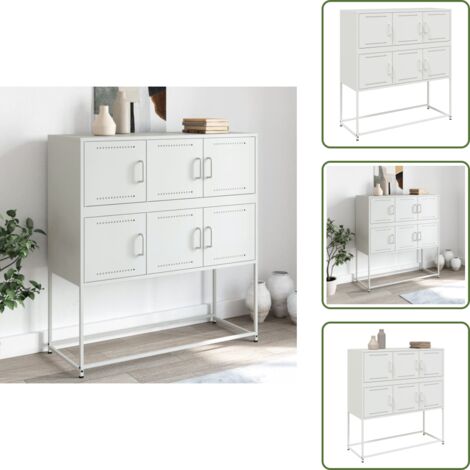 Credenza con ante - vidaXL Credenza Bianca 100,5x39x107 cm in Acciaio - Credenza con spazio portaoggetti
