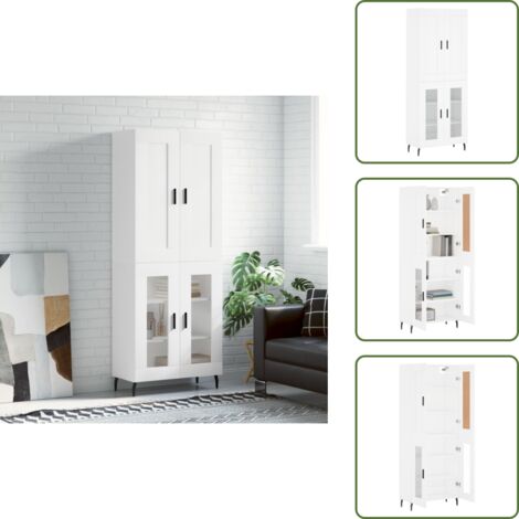 Credenza con ante - vidaXL Credenza Bianca 69,5x34x180 cm in Legno Multistrato - Credenza con scaffale
