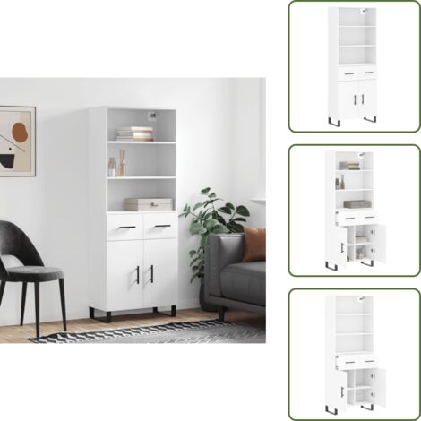 Credenza con ante - vidaXL Credenza Bianca 69,5x34x180 cm in Legno Multistrato - Credenza con scaffale