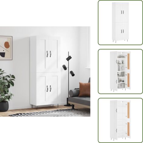 Credenza con ante - vidaXL Credenza Bianca 69,5x34x180 cm in Legno Multistrato - Credenza con scaffale