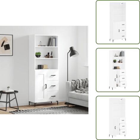 Credenza con ante - vidaXL Credenza Bianca 69,5x34x180 cm in Legno Multistrato - Credenza con scaffale