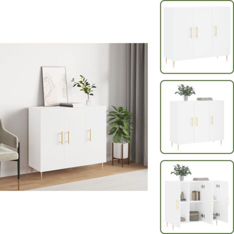Credenza con ante - vidaXL Credenza Bianca 90x34x80 cm in Legno Multistrato - Credenza con piano decorativo