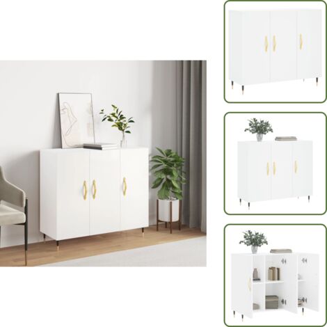 Credenza con ante - vidaXL Credenza Bianca 90x34x80 cm in Legno Multistrato - Credenza con piano decorativo