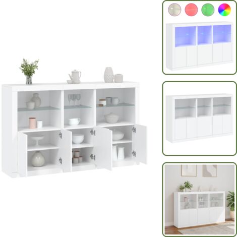 Credenza con ante - vidaXL Credenza con Luci LED Bianca 162x37x100 cm - Credenza da corridoio