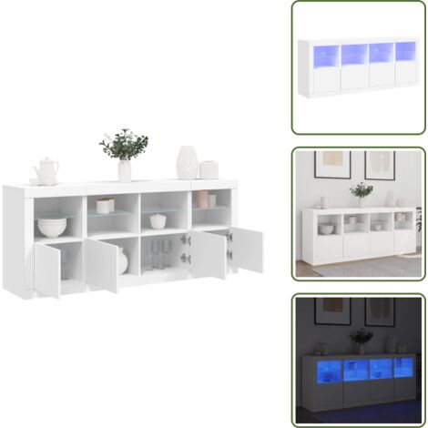 Credenza con ante - vidaXL Credenza con Luci LED Bianca 163x37x67 cm - Credenza da corridoio
