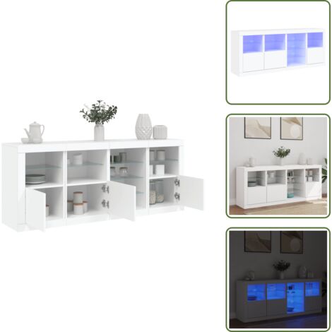 Credenza con ante - vidaXL Credenza con Luci LED Bianca 164x37x67 cm - Credenza da corridoio