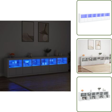 Credenza con ante - vidaXL Credenza con Luci LED Bianca 283x37x67 cm - Credenza da corridoio