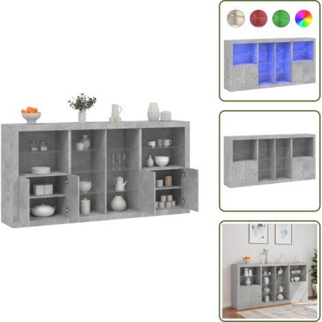 Credenza con ante - vidaXL Credenza con Luci LED Grigio Cemento 202x37x100 cm - Credenza da corridoio