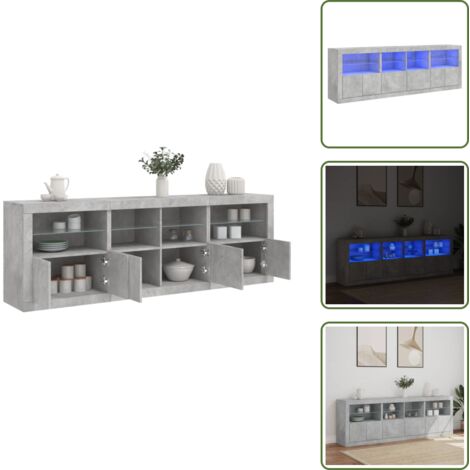 Credenza con ante - vidaXL Credenza con Luci LED Grigio Cemento 202x37x67 cm - Credenza da corridoio