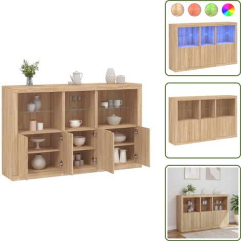 Credenza con ante - vidaXL Credenza con Luci LED Rovere Sonoma 162x37x100 cm - Credenza da corridoio