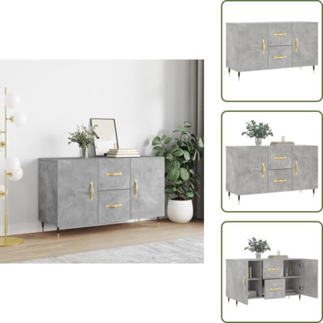 Credenza con ante - vidaXL Credenza Grigio Cemento 100x36x60 cm in Legno Multistrato - Credenza con gambe in metallo