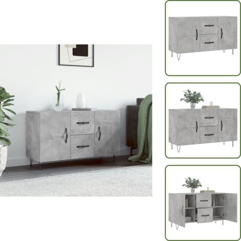 Credenza con ante - vidaXL Credenza Grigio Cemento 100x36x60 cm in Legno Multistrato - Credenza con gambe in metallo