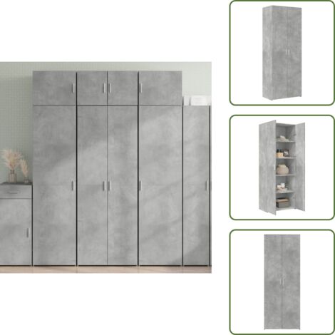 Credenza con ante - vidaXL Credenza Grigio Cemento 70x42,5x185 cm in Legno Ingegnerizzato - Credenza per soggiorno