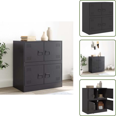 Credenza con ante - vidaXL Credenza Nera 67x39x73 cm in Acciaio - Credenza con maniglie
