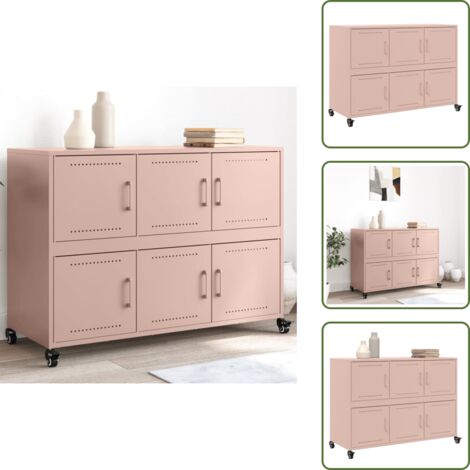 Credenza con ante - vidaXL Credenza Rosa 100,5x39x72 cm in Acciaio - Credenza con ruote