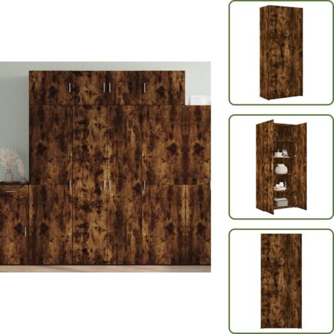 Credenza con ante - vidaXL Credenza Rovere Fumo 80x42,5x185 cm in Legno Ingegnerizzato - Credenza per soggiorno