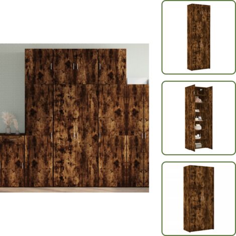 Credenza con ante - vidaXL Credenza Rovere Fumo 80x42,5x249 cm in Legno Multistrato - Credenza per soggiorno