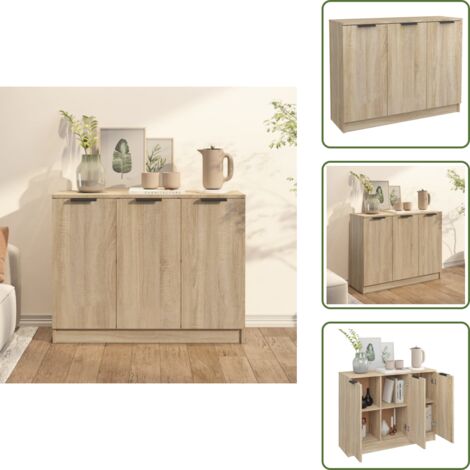 Credenza con ante - vidaXL Credenza Rovere Sonoma 90,5x30x70 cm in Legno Multistrato - Credenza con piano d'appoggio
