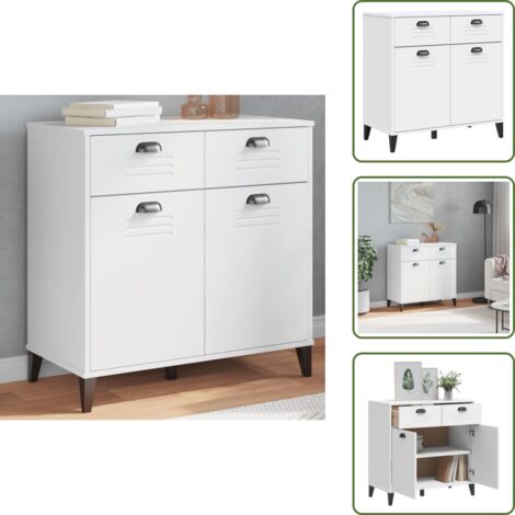 Credenza con ante - vidaXL Credenza VIKEN Bianca 80x40x80 cm in Legno Multistrato - Credenza con maniglie