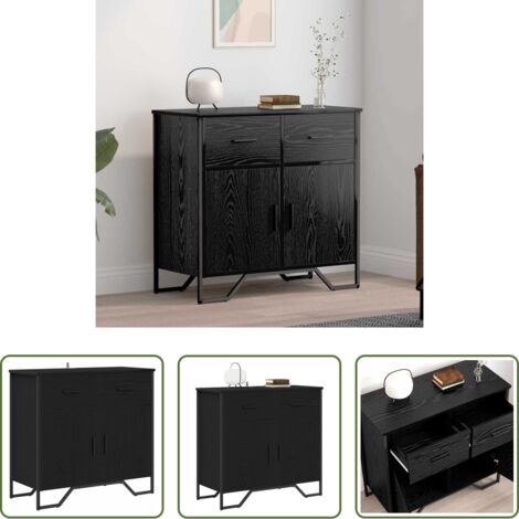 Credenza con cassetti -  Credenza con cassetto Rovere Nero 79,5 x 35,5 x 74,5 cm