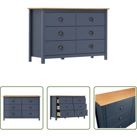 Credenza con cassetti -  Credenza Hill Grigia 125x40x80 cm in Legno Massello di Pino