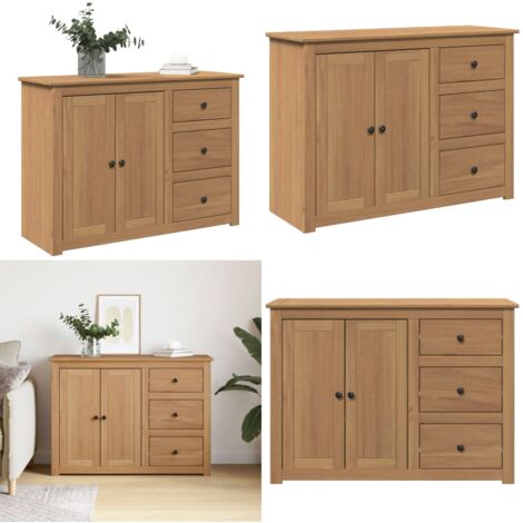 Credenza con Cassetti Panama 112x40x80cm Legno Massello di Pino - Credenza in legno - Credenza da cucina