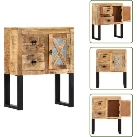 Credenza con cassetti - vidaXL Credenza 60x30x76 cm in Legno Massello di Mango - Credenza in acciaio zincato