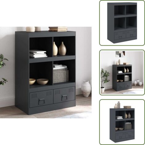 Credenza con cassetti - vidaXL Credenza Antracite 67x39x95 cm in Acciaio - Credenza con ripiani