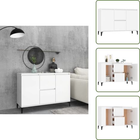 Credenza con cassetti - vidaXL Credenza Bianca 102x35x70 cm in Legno Multistrato - Credenza con ante