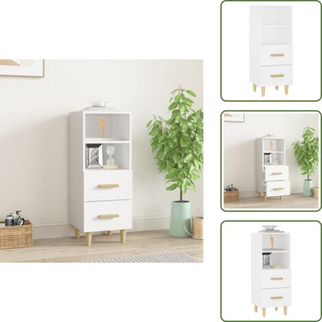 Credenza con cassetti - vidaXL Credenza Bianca 34,5x34x90 cm in Legno Multistrato - Credenza con ripiani