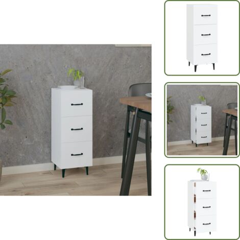 Credenza con cassetti - vidaXL Credenza Bianca 34,5x34x90 cm in Legno Multistrato - Credenza per oggetti