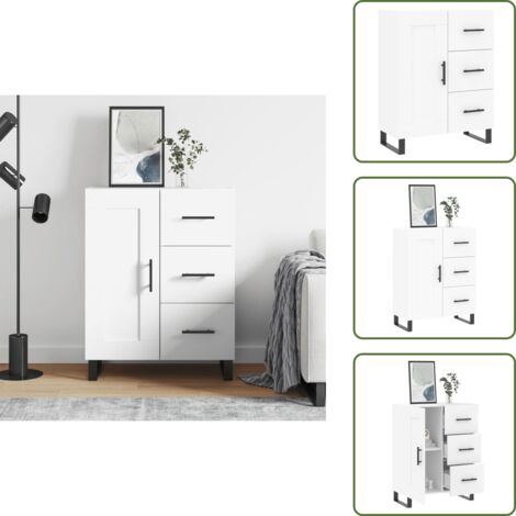 Credenza con cassetti - vidaXL Credenza Bianca 69,5x34x90 cm in Legno Multistrato - Credenza con scomparti