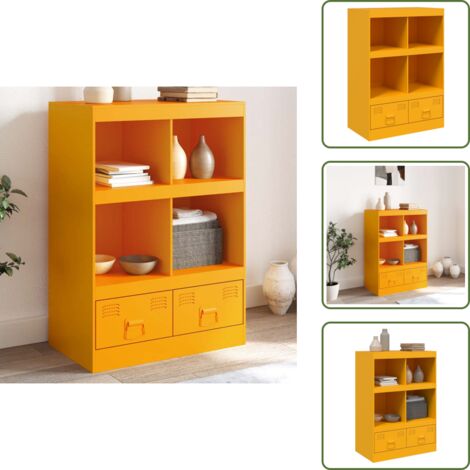Credenza con cassetti - vidaXL Credenza Giallo Senape 67x39x95 cm in Acciaio - Credenza con ripiani