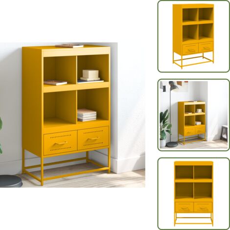 Credenza con cassetti - vidaXL Credenza Giallo Senape 68x39x111,5 cm in Acciaio - Credenza con scomparti