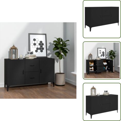 Credenza con cassetti - vidaXL Credenza Nera 100x36x60 cm in Legno Multistrato - Credenza con ante