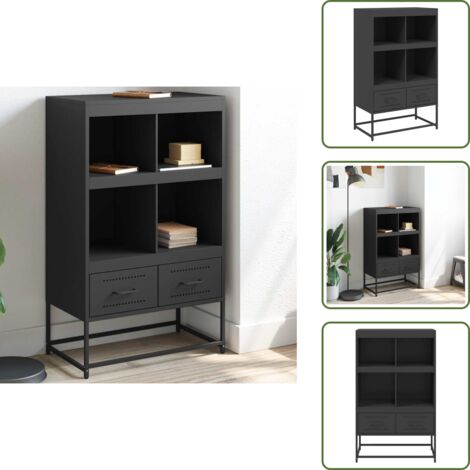 Credenza con cassetti - vidaXL Credenza Nera 68x39x111,5 cm Acciaio - Credenza con scomparti