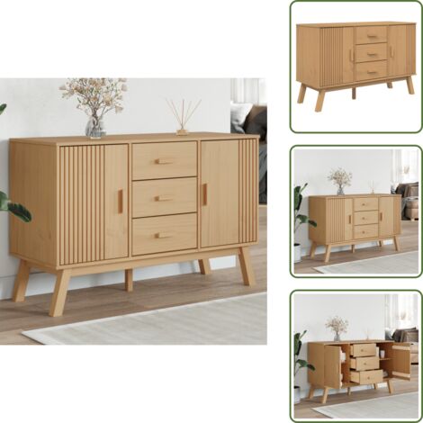 Credenza con cassetti - vidaXL Credenza OLDEN Marrone 114x43x73,5 cm in Legno Massello di Pino - Credenza con scomparti