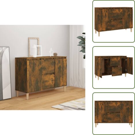 Credenza con cassetti - vidaXL Credenza Rovere Fumo 101x35x70 cm in Legno Multistrato - Credenza per soggiorno