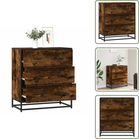Credenza con cassetti - vidaXL Credenza Rovere Fumo 68x35x76 cm in Truciolato - Credenza con maniglie