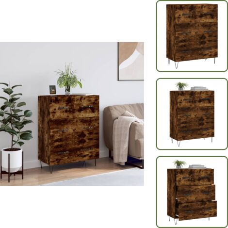 Credenza con cassetti - vidaXL Credenza Rovere Fumo 69,5x34x90 cm in Legno Multistrato - Credenza con piano espositivo