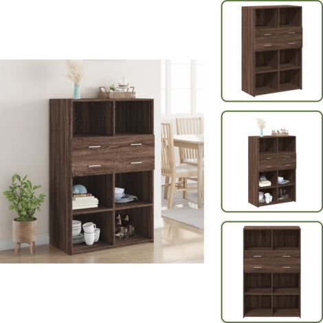Credenza con cassetti - vidaXL Credenza Rovere Marrone 80x42,5x124 cm in Legno Multistrato - Credenza per soggiorno