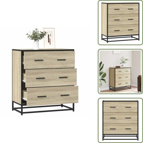 Credenza con cassetti - vidaXL Credenza Rovere Sonoma 68x35x76 cm in Truciolato - Credenza con maniglie