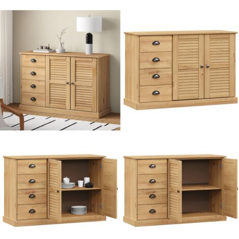 Credenza con Cassetti VIGO 113x40x75 cm Legno Massello di Pino - Credenza in legno - Credenza da cucina