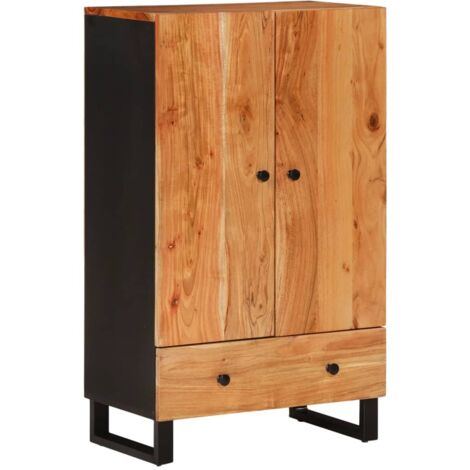 Credenza con Cassetto 60x33x100cm Legno Massello Acacia e Ferro vidaXL